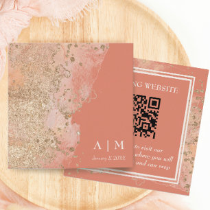 Modern koral Rosa Beach bröllopskod QR Tilläggskort