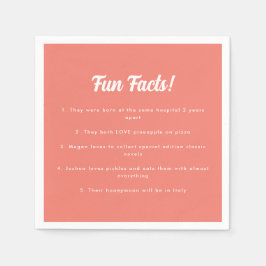 Modern koral Rosa Bröllop Roligt Facts Pappersservett