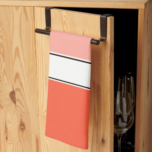 Modern koral Rosa Kökshandduk (Thirds Fold)