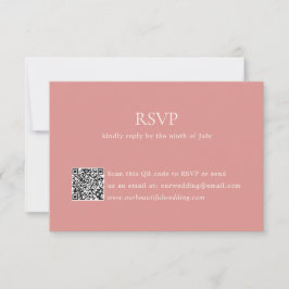Modern koral Rosa QR-kod Elegant bröllop OSA Kort