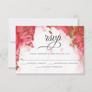 Modern koral Watercolor Geode BarefootBride™ OSA Kort