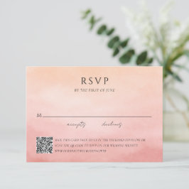 Modern Korall Coastal Chic Elegant QR-kod Bröllop OSA Kort