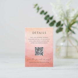 Modern Korall Coastal Chic Elegant QR-kod Bröllop Tilläggskort