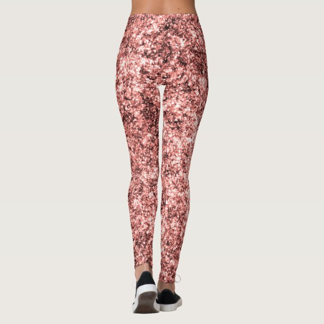 Modern Korall Glitter Gnistrande Mönster Anpassad Leggings (Baksida)