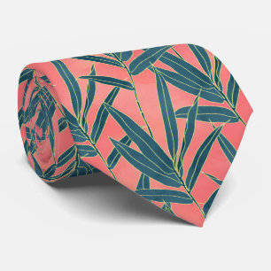 Modern korall- och blåttlövverkdesign slips