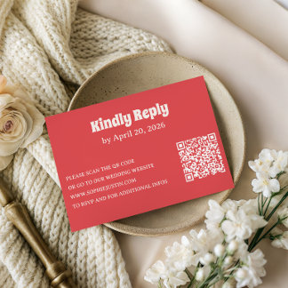 Modern korall-svarskort med QR-kod OSA Kort