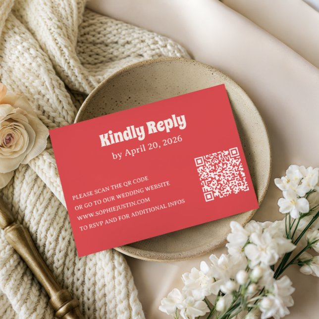 Modern korall-svarskort med QR-kod OSA Kort (Skapare uppladdad)