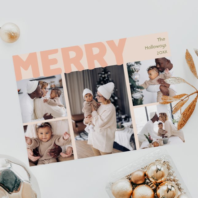 Modern korallårshandel i fet stil i fem foto julkort (Skapare uppladdad)