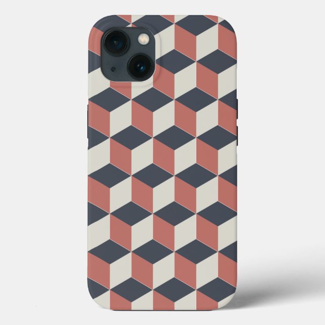 Modern korallblå geometrisk mönster (Baksida)