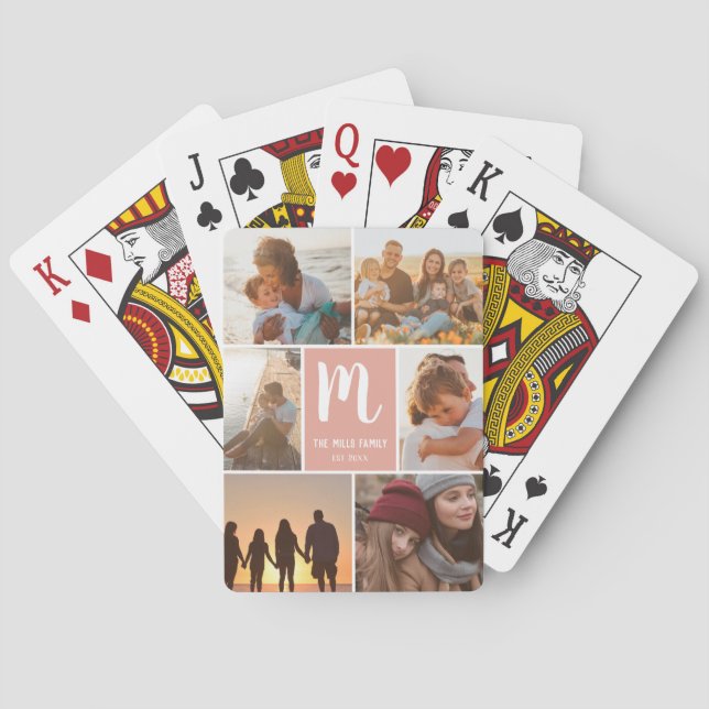 Modern korallfamiljens monogramfotosamlingsplats f casinokort (Baksidan)