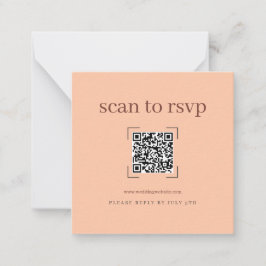Modern Korallfärgad Bröllops QR-kod Online RSVP Anteckningskort