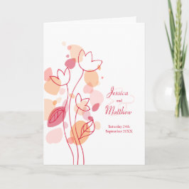 Modern korallröd konetti-blommor Bröllop Program