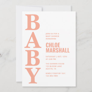 Modern koralltypografi flicka baby shower inbjudningar
