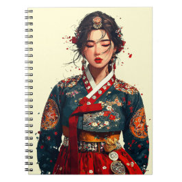 Modern korean kvinna i Hanbok-porträtt Anteckningsbok