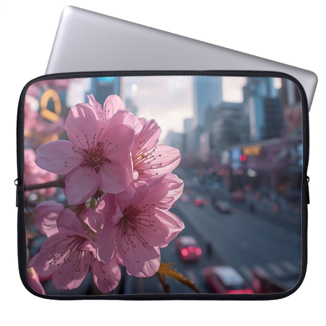Modern Körsbärsblom 15' Laptop Fodral (Framsidan)