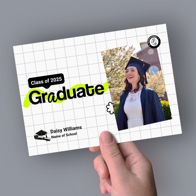 Modern kort för Student Photo Studenten (invitation, modern invitation, graduation, education, college student, school, online, custom)