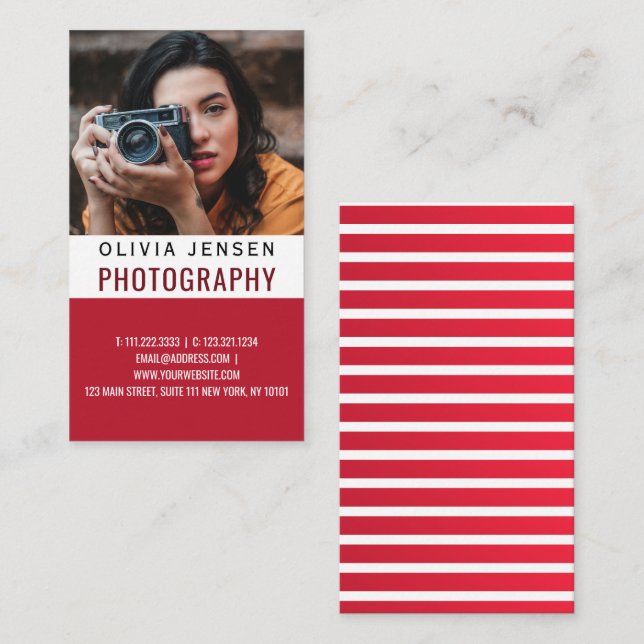 Modern kortfattad fotografi med minimalistisk bakg visitkort (Fram/baksida)