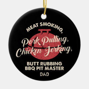 Modern Kött-rökare, BBQ Pit Master Pappa Julgransprydnad Keramik
