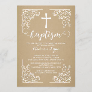Modern Kraft Baptism Christening Kor inbjudan