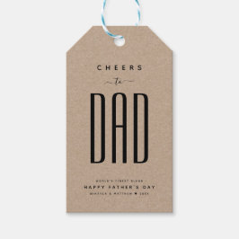 Modern Kraft & Black "Cheers to Pappa" Fars dag Presentetikett