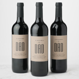 Modern Kraft & Black "Cheers to Pappa" Fars dag Vinflaska Etikett