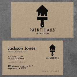 Modern Kraft + Black Home Paint Push Visitkort