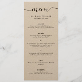 Modern Kraft Bröllop Menu Meny