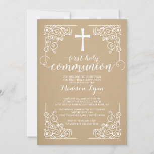 Modern Kraft First Heliga Communion-inbjudan Inbjudningar