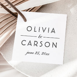 Modern Kraft och Black Bröllop Monogram Photo Gåvor Etiketter