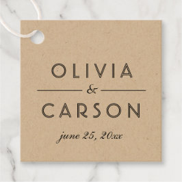 Modern Kraft och Black Bröllop Monogram Photo Gåvor Etiketter