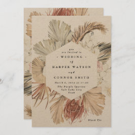 Modern Kraft Pampas Grass Blommigt Tropical Jungle Inbjudningar