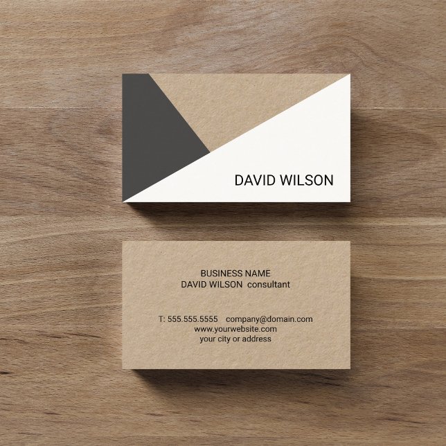Modern Kraft Paper Grey White Geometric Consultant Visitkort (Skapare uppladdad)