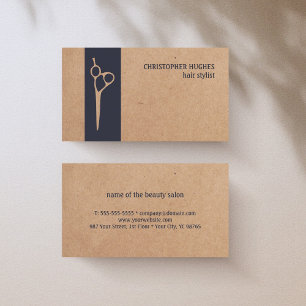 Modern Kraft Papper Blue Rand Hair Stylist Visitkort