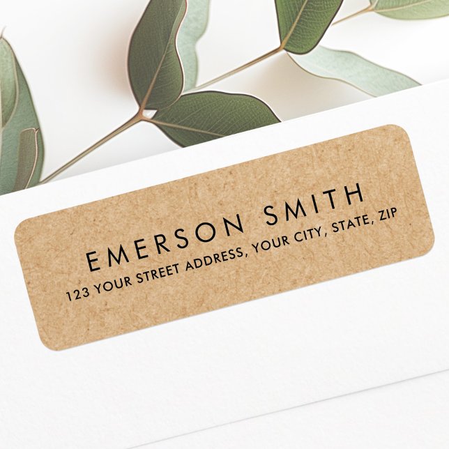 Modern Kraft papper look returadress Returadress Etikett (Modern Kraft paper look return address Label)