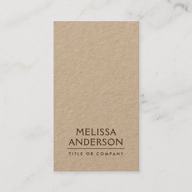 Modern Kraft papper minimalistisk professionell Visitkort (Framsida)