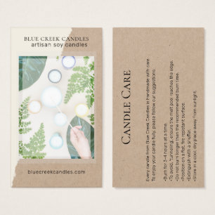 Modern Kraft Photo Candle Care Card Visitkort