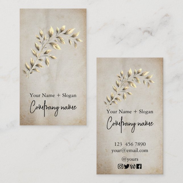 Modern Kraft Printed Gold Leaf  Visitkort (Fram/baksida)