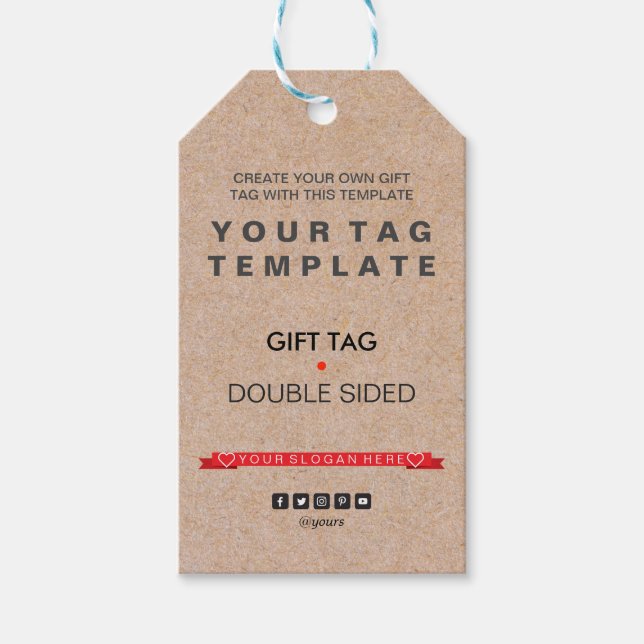 Modern Kraft Promotional Marknadsföring Lodrät Presentetikett (Framsidan)