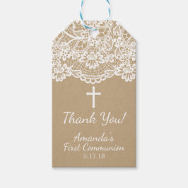 Modern Kraft Snöre First Communion Gift Märkre Presentetikett