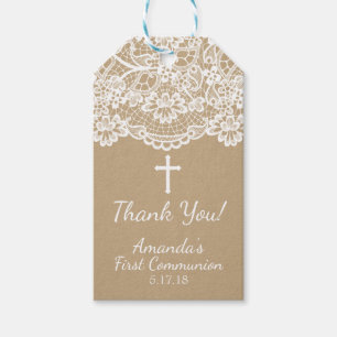 Modern Kraft Snöre First Communion Gift Märkre Presentetikett