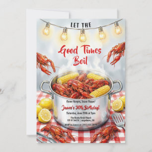 Modern kräftskiva Seafood Boil Sommarfödelsedagsfe Inbjudningar