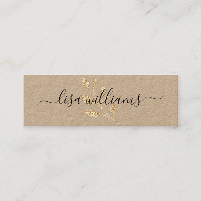 Modern kraftsvart vit chic guld glitter elegant mini visitkort (Framsida)
