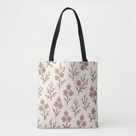 Modern kräm och dammig rosa blomsterhandväskor tygkasse