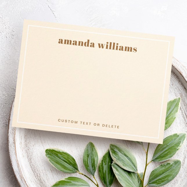 Modern krämfärgad namn- och text-minikort visitkort (Modern cream color name and text mini notecard business card)