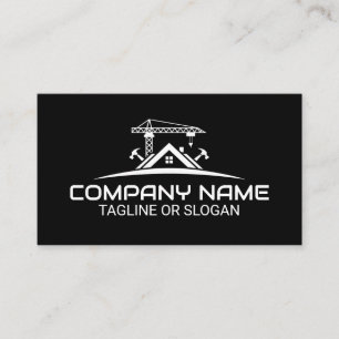 Modern Kran Bygg Hammar Hus Logotyp Visitkort