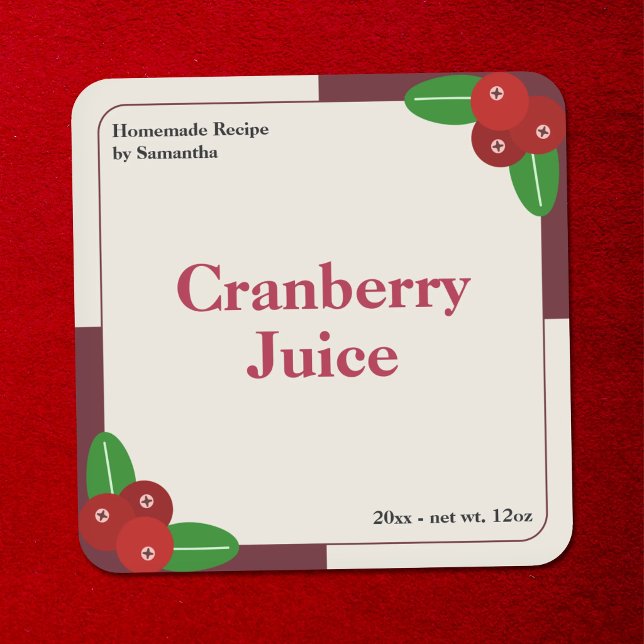 Modern kranberry juice etikett dekal (Modern Cranberry Juice Label Sticker)