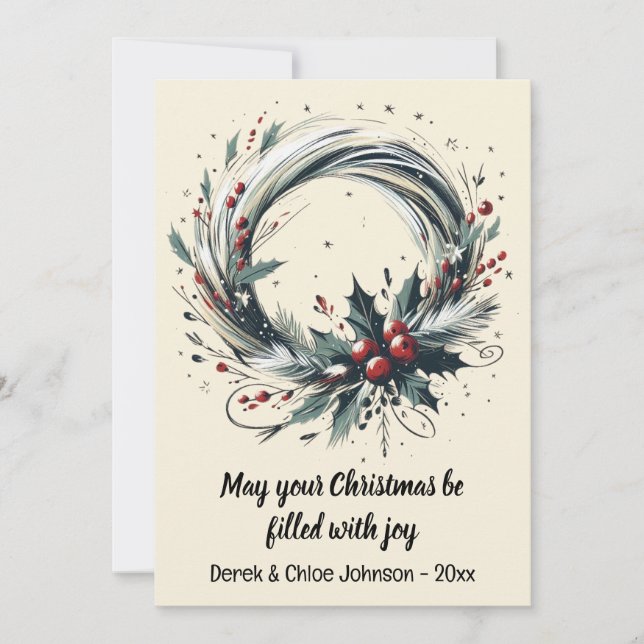 Modern krans med Helgdag julkort (Framsida)