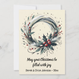 Modern krans med Helgdag julkort