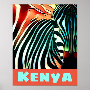 Modern Kreativ Wildlife Zebra Art Kenya Travel Poster