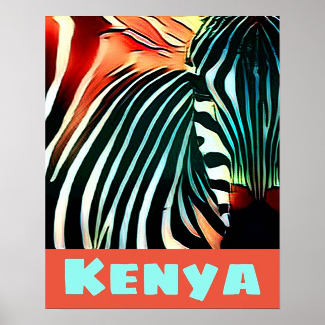 Modern Kreativ Wildlife Zebra Art Kenya Travel Poster (Framsidan)